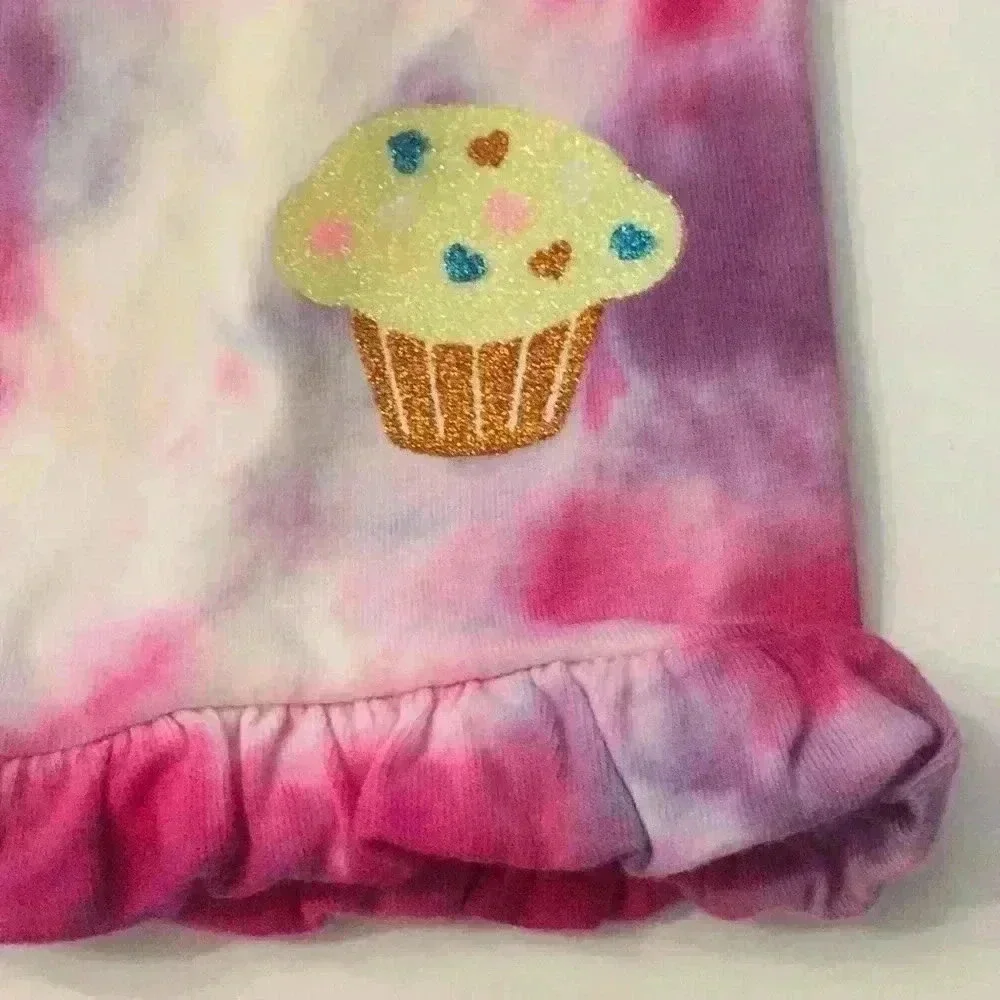 New! Tie dye The Children’s Place pants and shirt bundle cupcake ruffle girls 4T